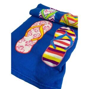 Northpoint Home Collection Beach Towel Blue Flip Flop Design 29 x 56"